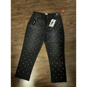 Simple Society Women’s Super High Rise Straight Black Crop Jeans 17/33